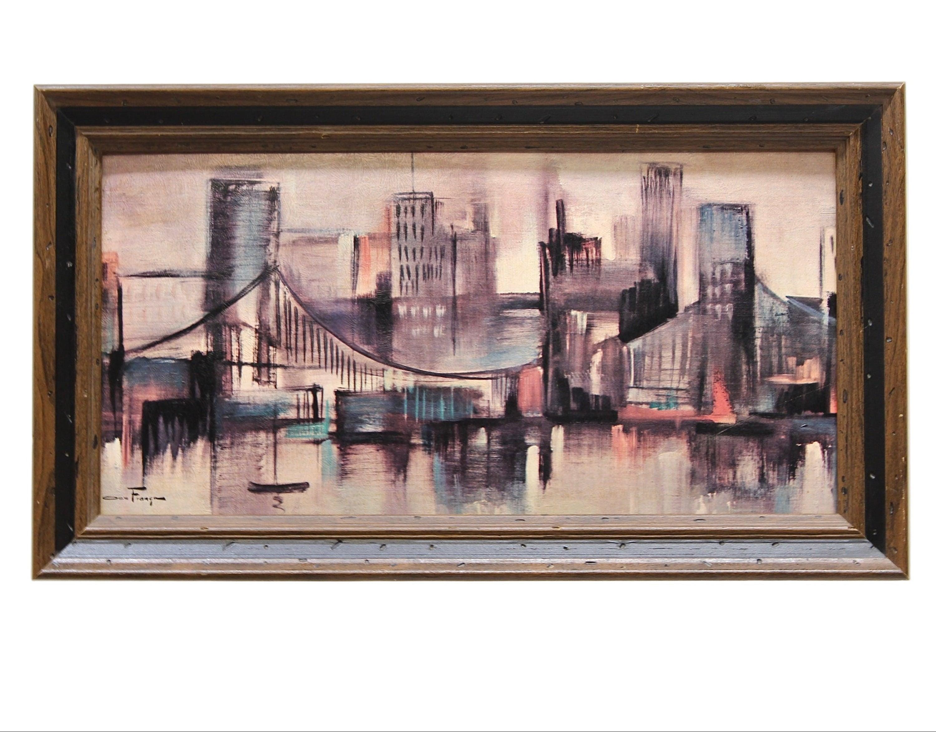 Vintage Waterfront Bridge Cityscape Wall Art by Ozz Franca - Etsy