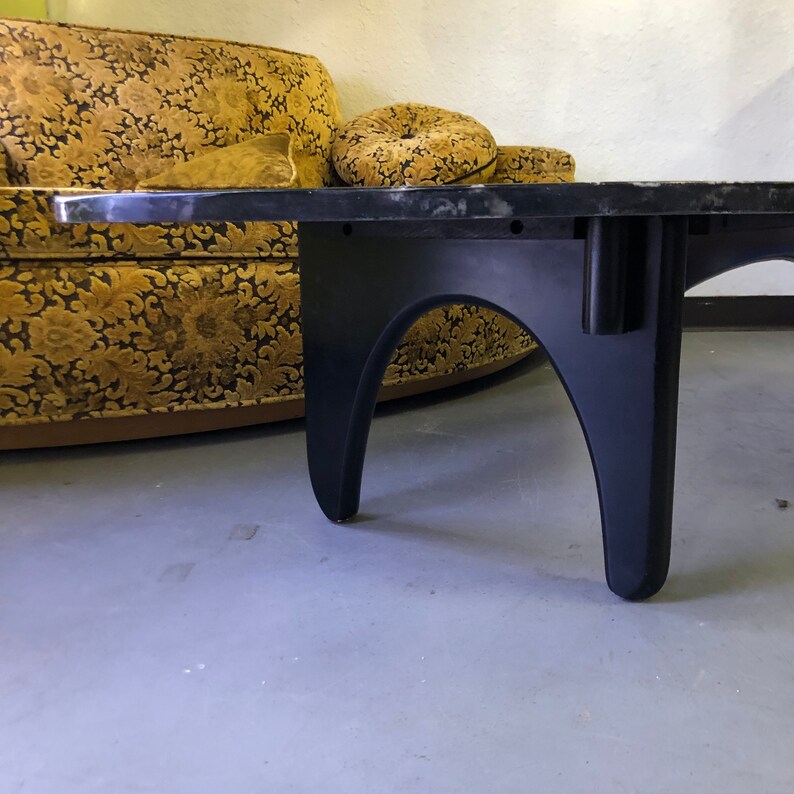 Gold Velvet Damask Round Corner Loveseat with Built In Table