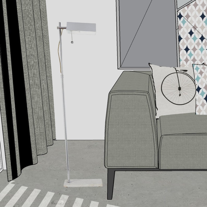 Adjustable Reading Floor Lamp with Marble Base