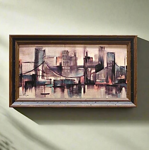 Vintage Waterfront Bridge Cityscape Wall Art by Ozz Franca - Etsy