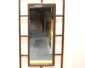 Extra Large 68 Inches Vintage Rustic Wood Grid Wall Mirror