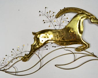 Curtis Jere Brass Gazelle Wall Sculpture