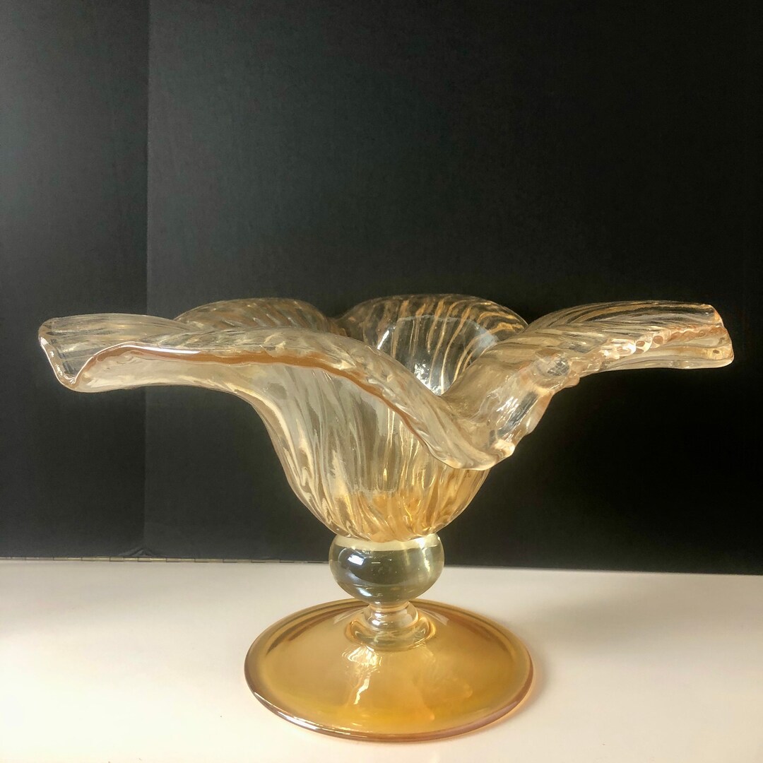 Large Glass Pedestal Bowl Centerpiece Etsy