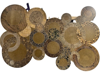 Extra Large Round Bamboo and Wood Wall Sculpture by Maitland Smith