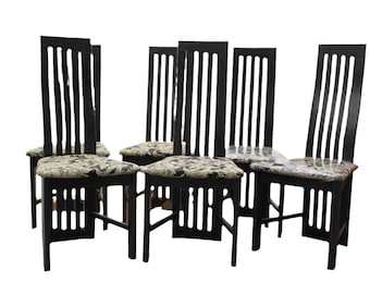1980s Modern Black Enamel Dining Chairs