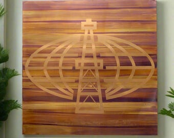 Large 1980s Copper Wall Art | Oil Fields of Texas and Oklahoma