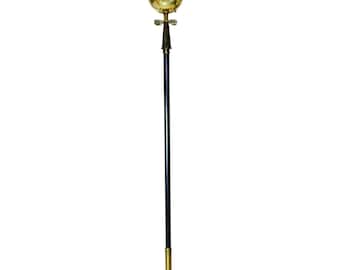 Brass Greek Key Chalice Torchiere Floor Lamp