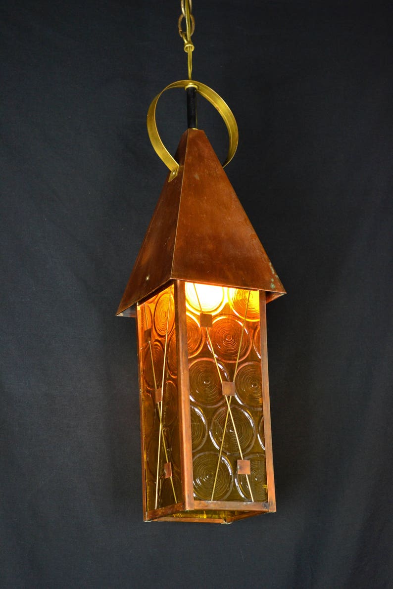 Copper Lantern Pendant Light Etsy