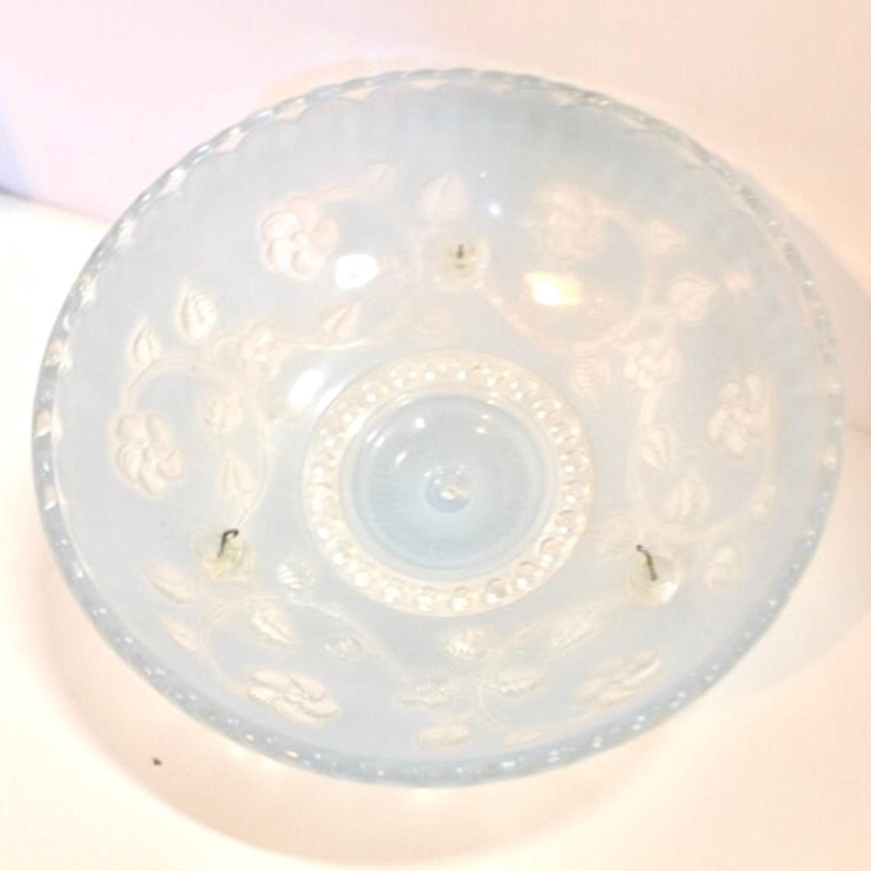 Antique Blue Floral Glass Ceiling Light Shade
