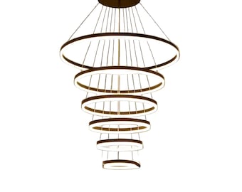 Large Modern 6 Light Hoop Rings Chandelier Adjustable Design | Unused