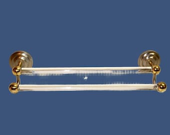 Mid-Century Modern Double Rod Towel Rack | Lucite and Brass