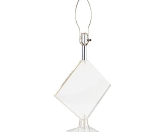 Vintage Etched Square Lucite Table Lamp