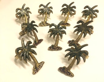 Brass Palm Tree Napkin Rings | Set of 9