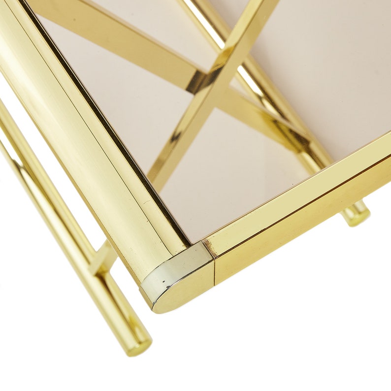 Brass Console Table Smoked Glass Xbase Etsy