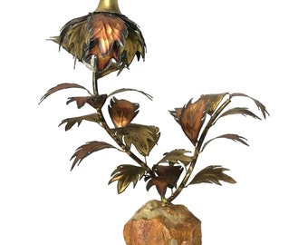 Copper Brass Flower Accent Light Lamp