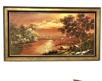 Mid-Century Framed Landscape Oil Painting | Extra Large | Signed