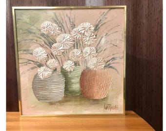 Large Vintage Painting of Flowers in Vases | Lee Reynolds