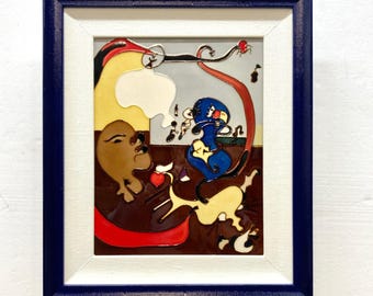 Vintage Joan Miro "Dutch Interior II" Surreal Enamel Art