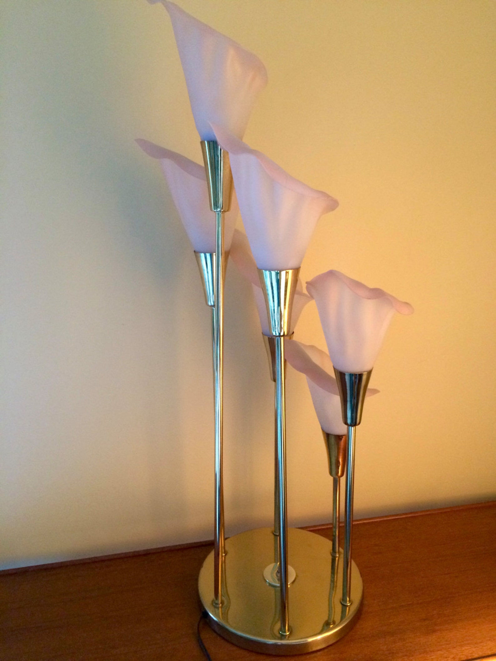 Calla Lilies Lamp Mid Century Modern Brass 6 Light Lamp with Etsy