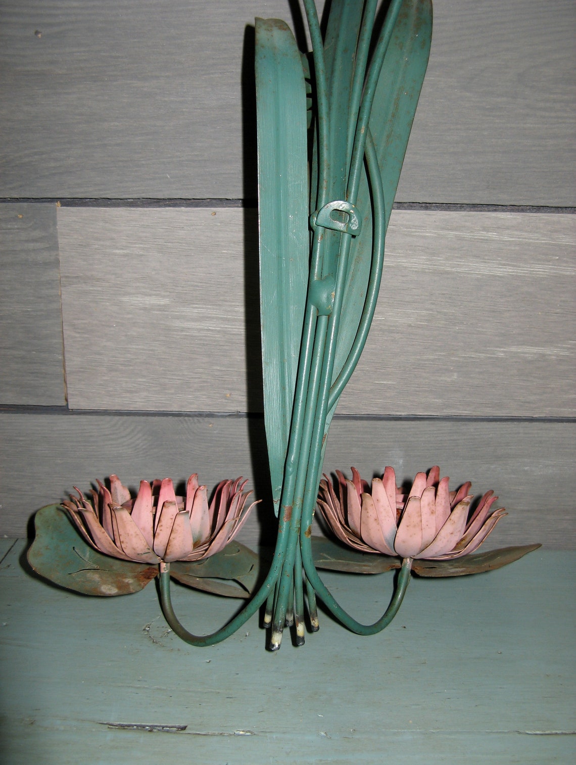Vintage MidCentury Modern 1960s Lily Pad Cattail Candle Wall Etsy