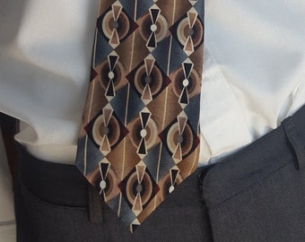 Psychedelic Hippy Martin Wong 100/% Silk Abstract Color Block Bohemian Tie 1980s 1990s UrbanStreetwearHip HopMustard Turquoise Pink