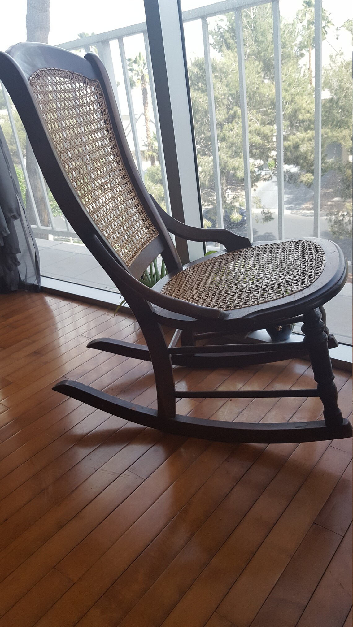 Antique rocking chair cane back and seat Victorian wooden Etsy