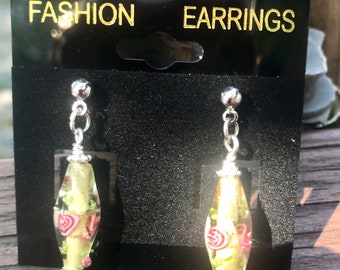 Yellow glass earrings