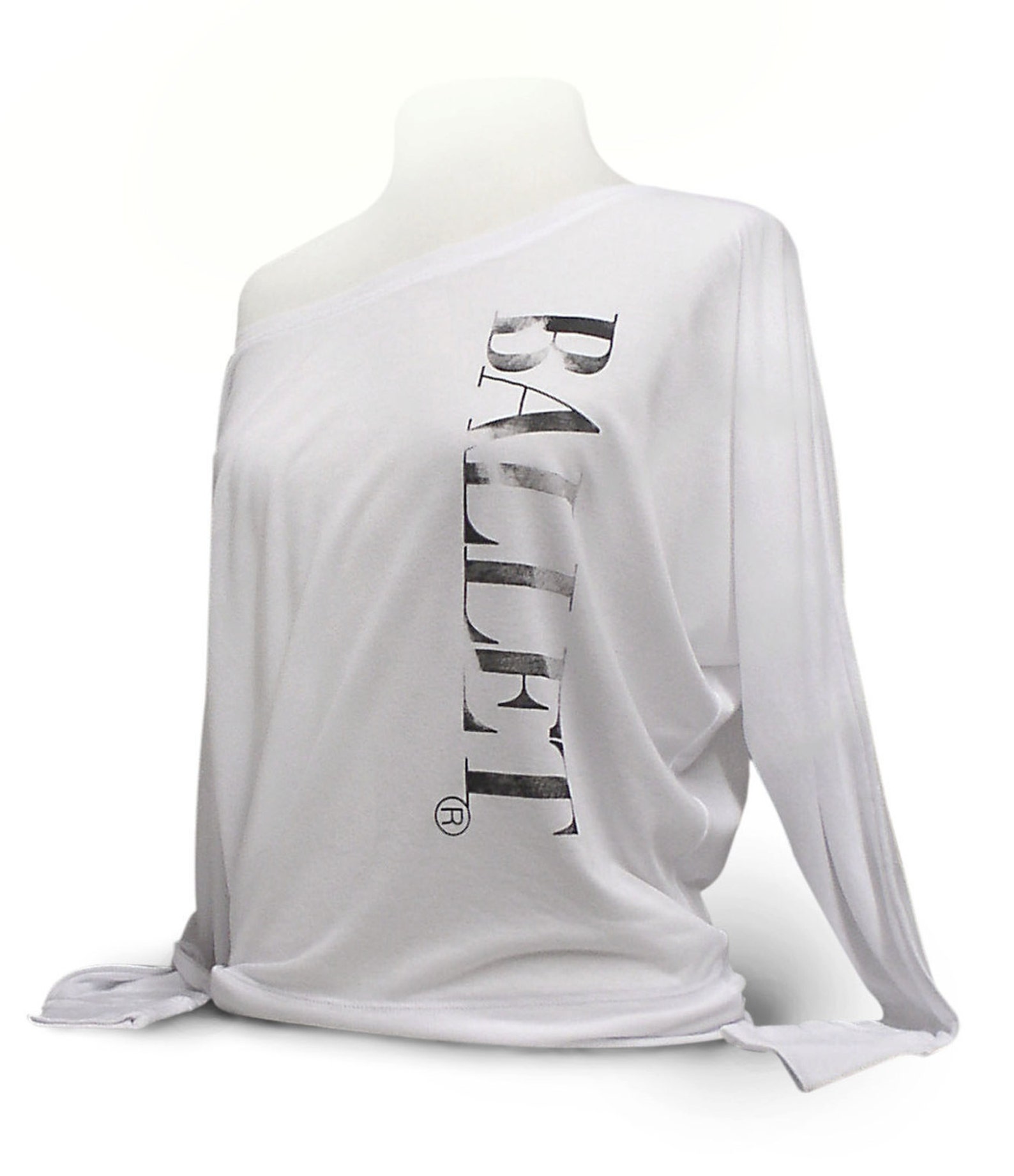 upscale ballet top. ballet shirt. white leotard coverup. flowy long sleeve dance shirt 