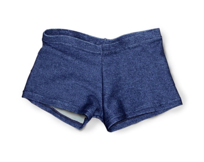 Girls Denim Dance Shorts. Spandex Blue Denim Shorts for Jazz Etsy