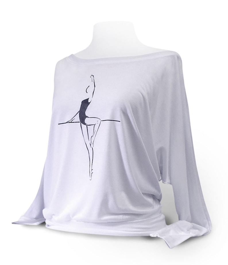 White Ballet Leotard Shirt. Soft Long Sleeve Dance Shirt. Wide Etsy