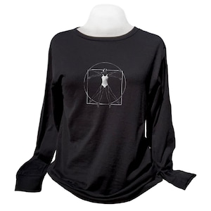 Black Ballet Shirt For Leotard Coverup. Ballet Shirt For Women. A Soft Black Long Sleeve T.  Long Sleeve Dance Warm Up Top.