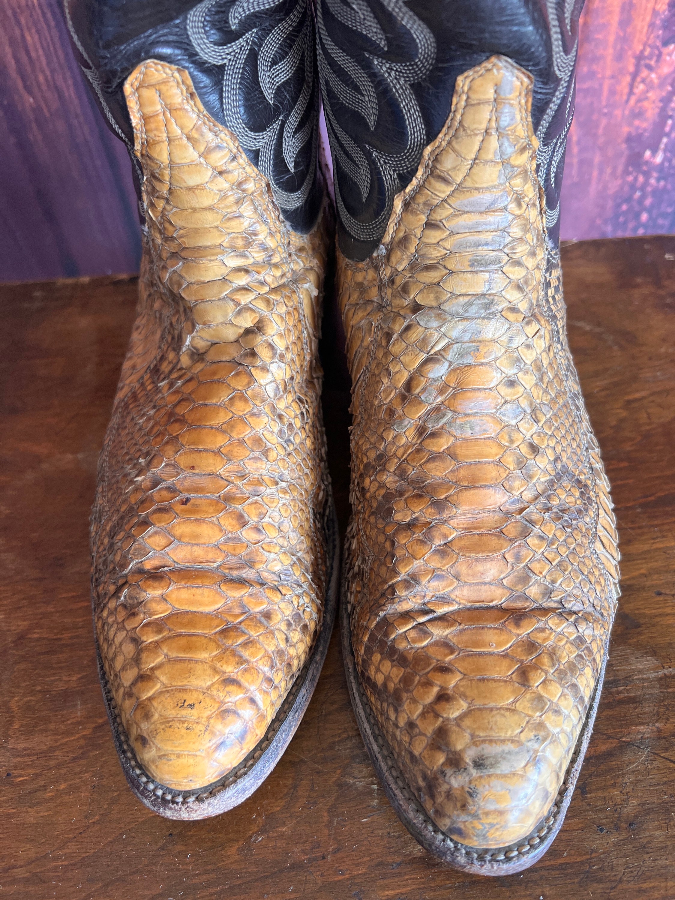 Tony lama vintage exotic python Men\'s Brown Western Boots Vtg Tony Lama Python Snakeskin/leather Cowboy Boot Men main image 2