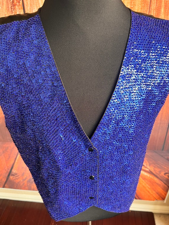 Royal Blue Sequined Stage Vest with Blue Bird - Gem