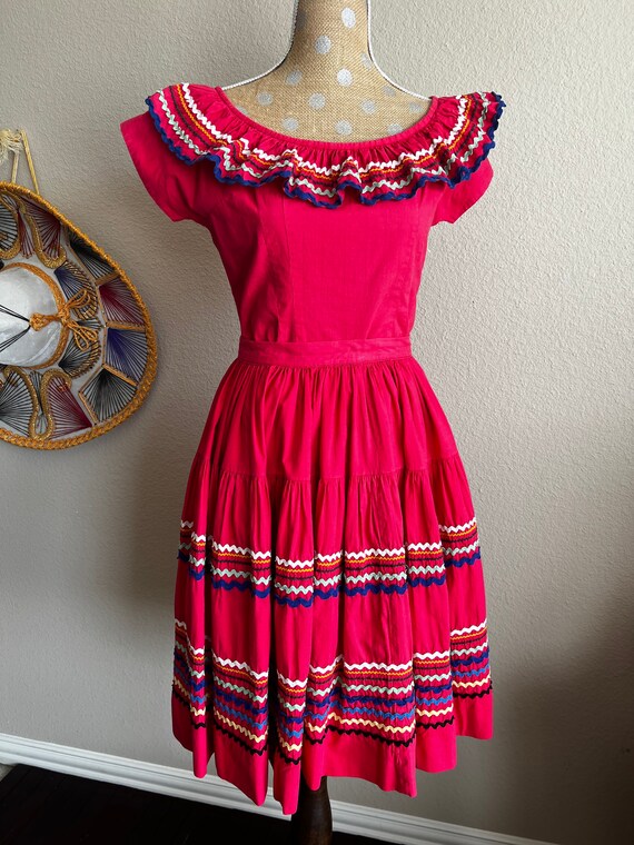 1950s Red Patio Skirt and Blouse Set by Californi… - image 2