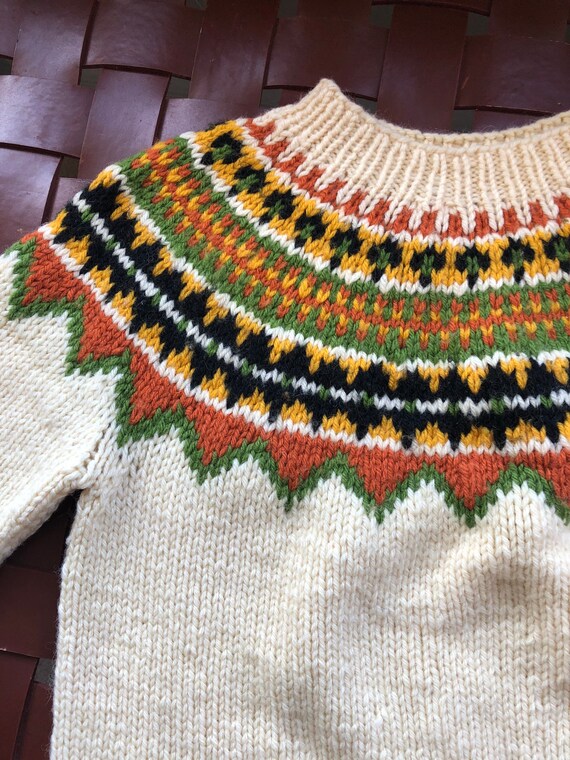 Vintage Hand Knit Wool Fair Isle Sweater