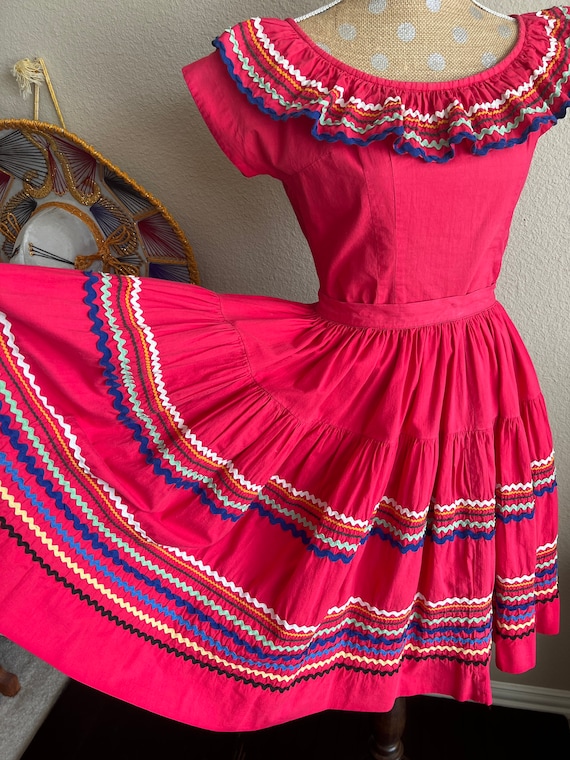 1950s Red Patio Skirt and Blouse Set by Californi… - image 1