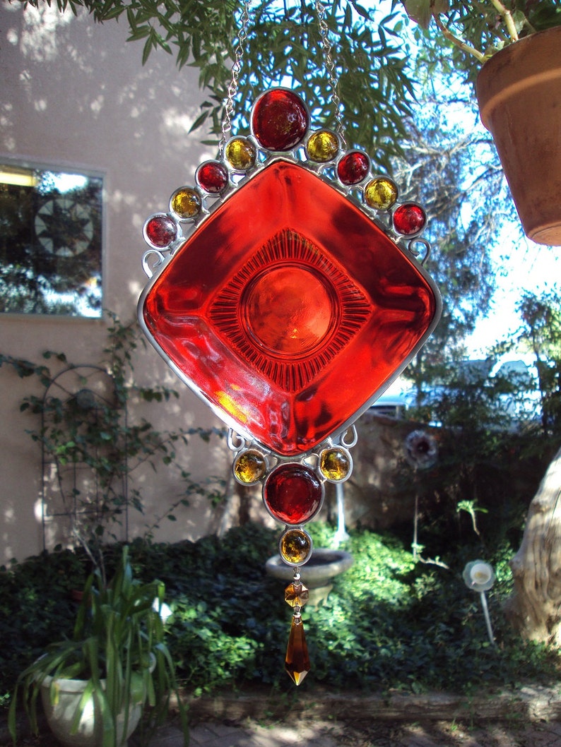 Depression Glass Suncatcher Ruby Red - Etsy