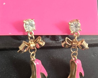 Y2K Playful Glam BETSEY Johnson Pink High Heel Shoe Earrings