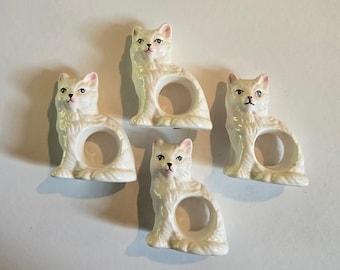 Vintage Ceramic Cat Kitty Napkin Rings Bob Gordon Designs RGD