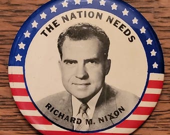 Vintage 1968 Richard M. Nixon Political Pin-Back Button