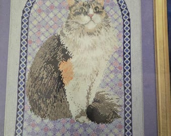 Lesley Anne Ivory Cats Cross Stitch Kit 'Agneatha on Mrs. Jones' Cathedral Patchwork' NIP