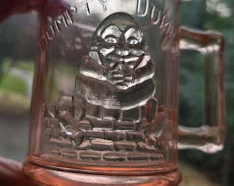Vintage Humpty Dumpty Pink Pressed Glass Cup by Indiana Glass for Tiara Exclusives
