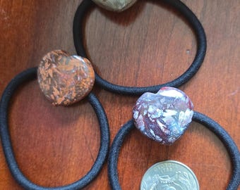 Heart Gemstone Elastic Ponytail Holder Tie