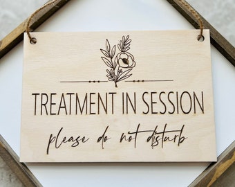 Engraved Please Do Not Disturb Sign | Treatment in Session Sign | In Session Sign for Therapist | Massage in Session Sign | Salon Signs