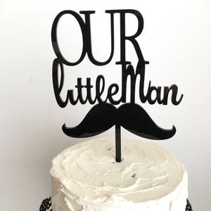 Little Man Cake Topper | Black Acrylic Cake Topper | Oh Boy Cake Topper ...