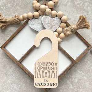 Mom Working Door Hanger | Meeting In Progress Sign | Please Do Not Disturb Sign | Home Office | At Work Sign | Do Not Disturb Door Hanger