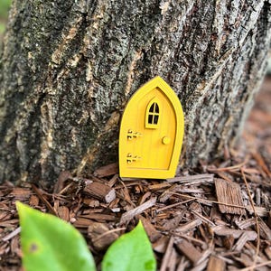 Goblin Fairy Door | Gothic Fairy Doors | Baseboard Mouse Door | Whimsical Fairy Door |Baseboard Door |Fairy\ Mouse Door |Yellow Fairy garden