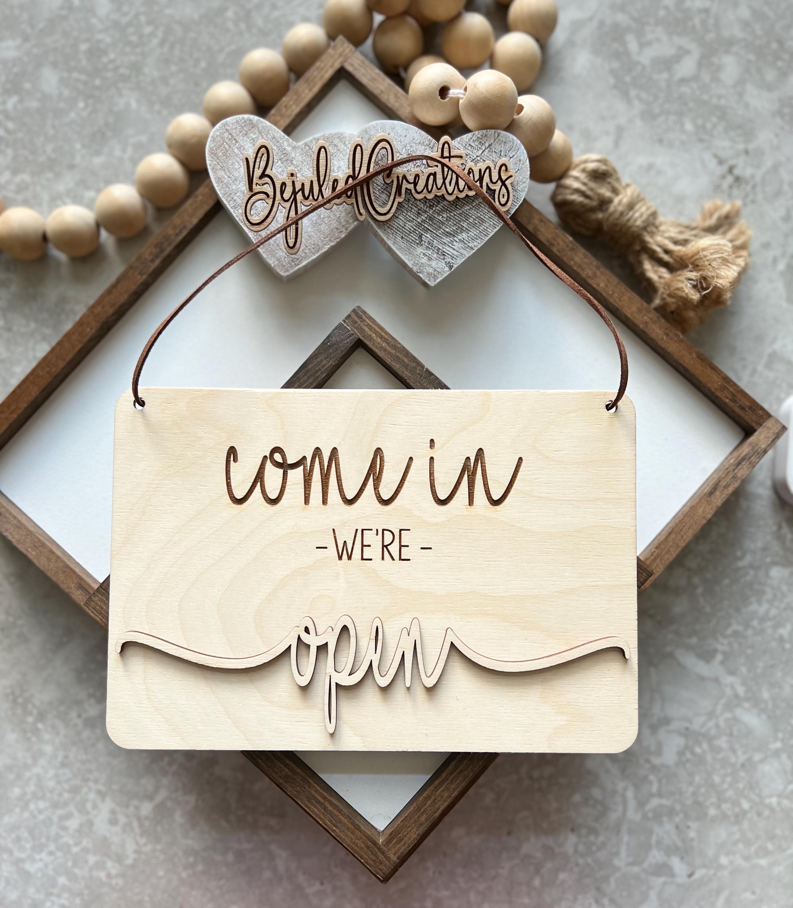 ショップサイン　Welcome／CLOSED Open Closed Flip Sign - Etsy