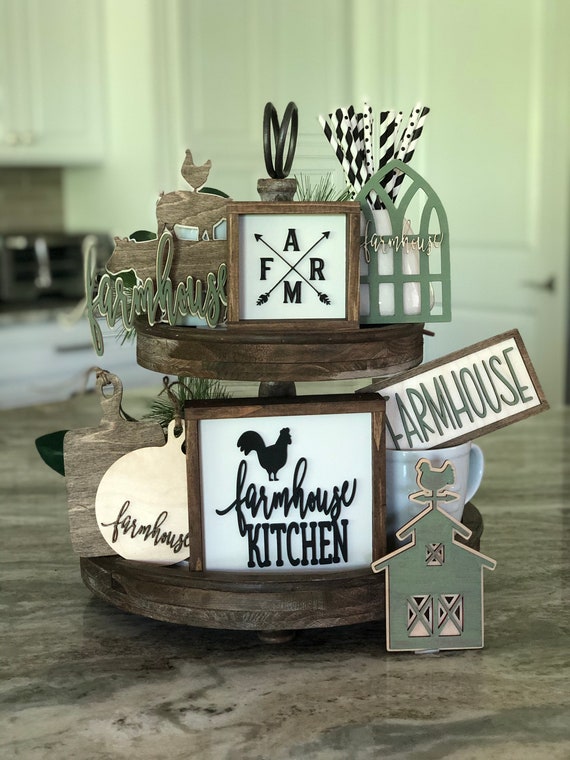 Coffee bar sign set Wood sign bundle. Farmhouse decor mini Mini tiered tray signs