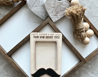 Father's Day Fridge Photo Magnet | Father's Day Gift | Mustache Photo Frame | Gift for Dad | Gift for Grandpa | Funny Father's Day Pic Frame